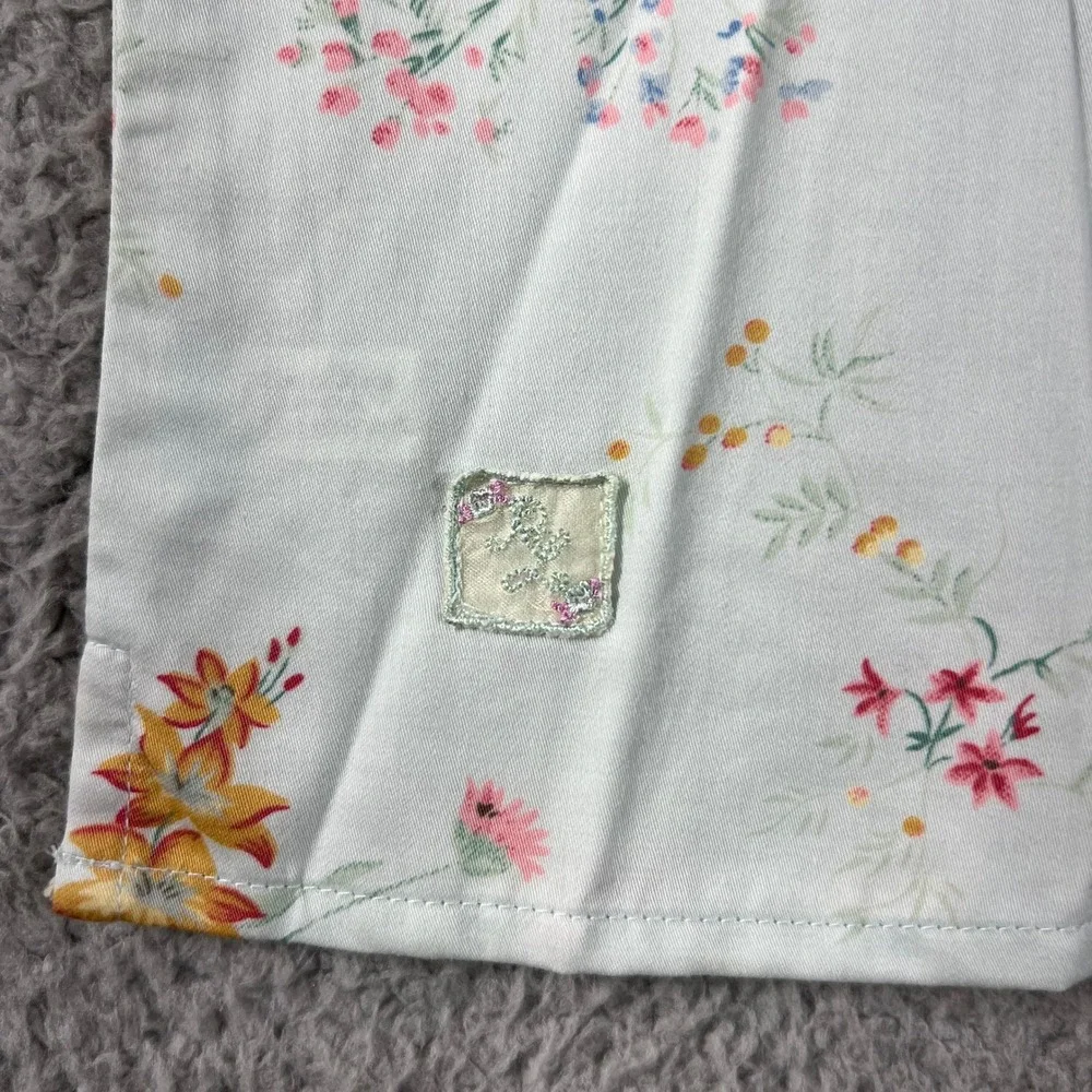 Ralph Lauren Avignon Shirt Girls 6X Mint Green Floral Sleeveless Cotton Gingham‎